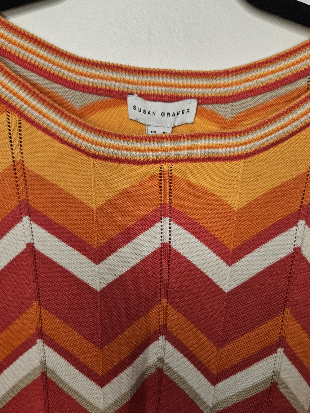 Susan Graver Orange Chevron Knit Sweater - Picture 3 of 4